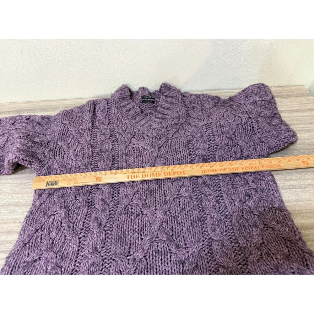 Zara Man Men Sweater Medium Purple‎ Wool Alpaca Blend Cable Knit Italian Yarn